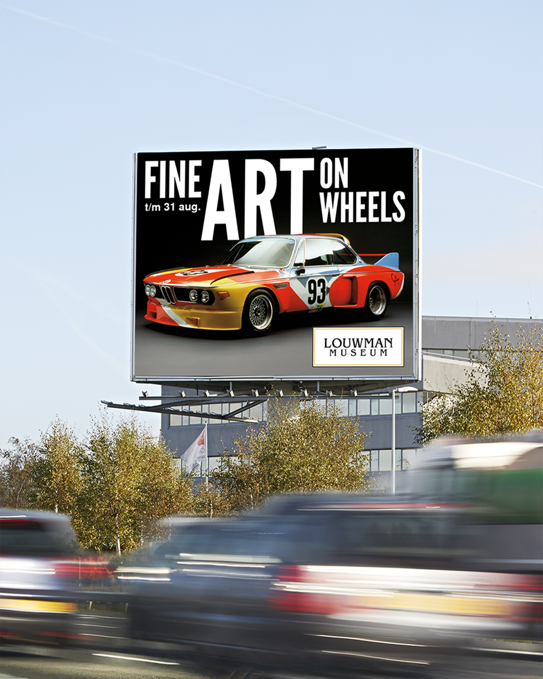 Digitale out of home reclame met een foto van de Calder Art Car