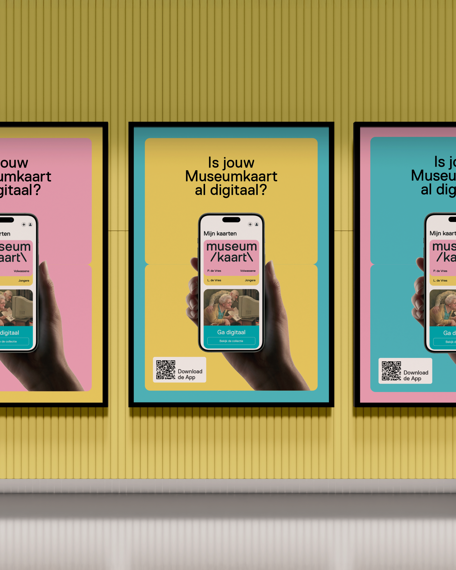 Drietal posters met de tekst "Is jouw Museumkaart al digitaal?"